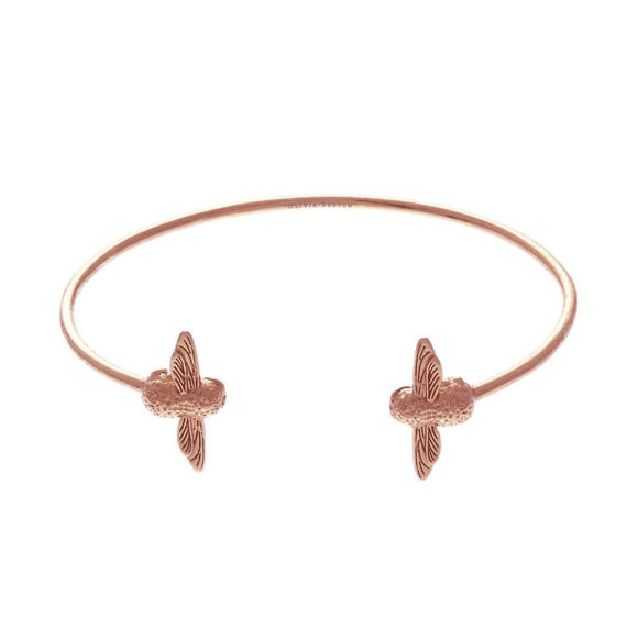 Olivia Burton 3D Bee Rose Gold Open End Bangle-Seven Season