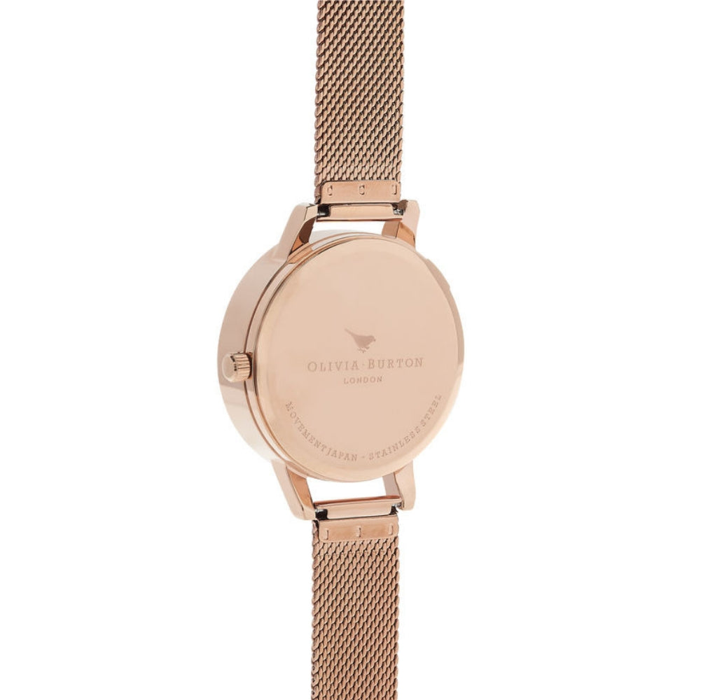 3D Bee Watercolor Florals Midi Dial Rose Gold Mesh Watch Seven Season