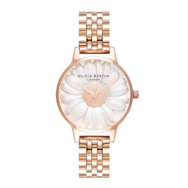 3D Daisy Midi Dial Rose Gold Bracelet Watch Seven Season