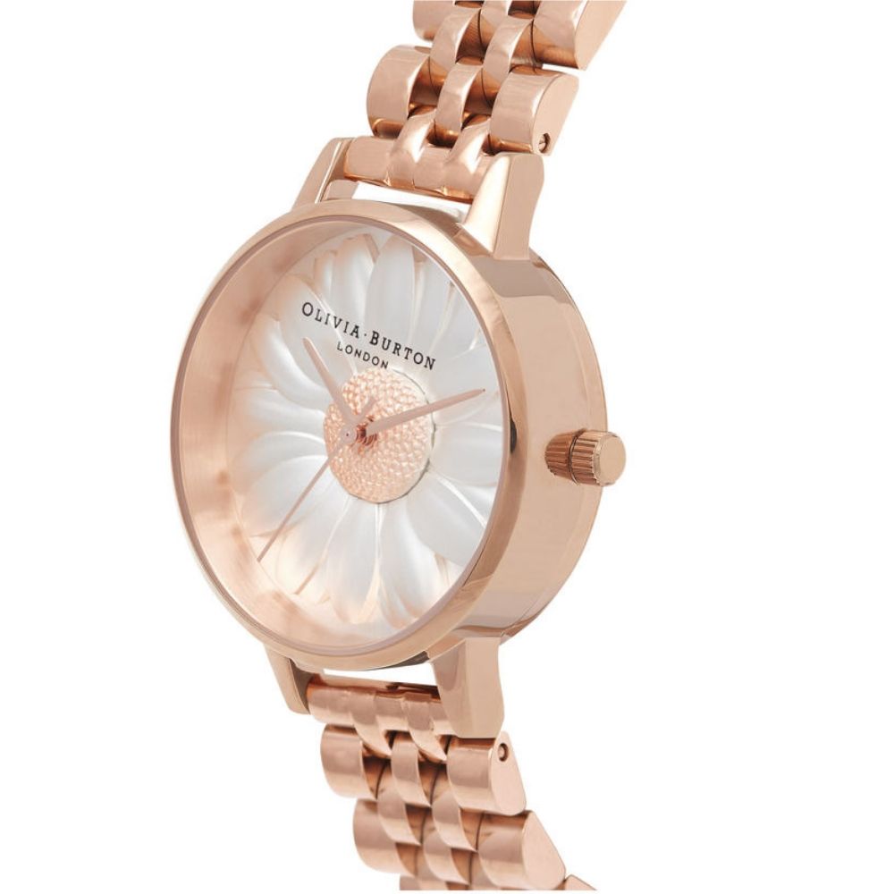 3D Daisy Midi Dial Rose Gold Bracelet Watch