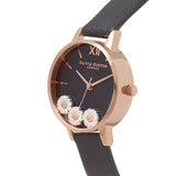 Olivia Burton Dancing Daisy Midi Dial Black and Rose Gold Watch-Seven Season