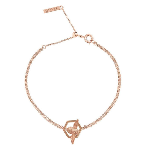 Olivia Burton Honeycomb Bee Rose Gold Chain Bracelet-Seven Season