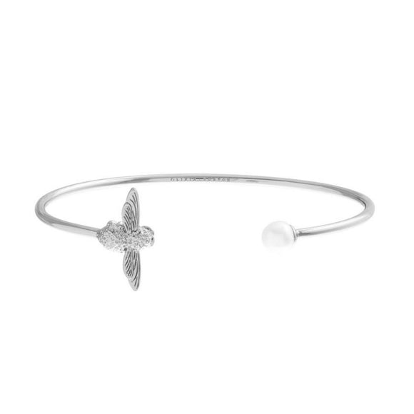 Olivia Burton Pearl Bee Silver Bangle-Seven Season