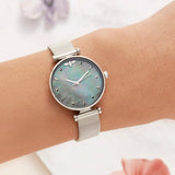Olivia Burton Queen Bee Blue Mother of Pearl Dial Silver Mesh Watch-Seven Season