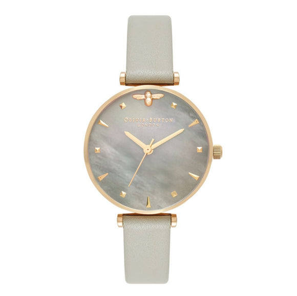 Olivia Burton Queen Bee Grey Mother of Pearl Dial Grey and Gold Watch-Seven Season