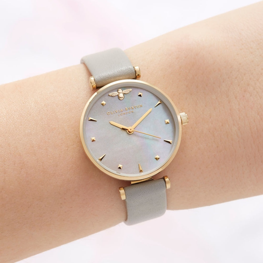 Queen Bee Grey Mother of Pearl Dial Grey and Gold Watch Seven Season
