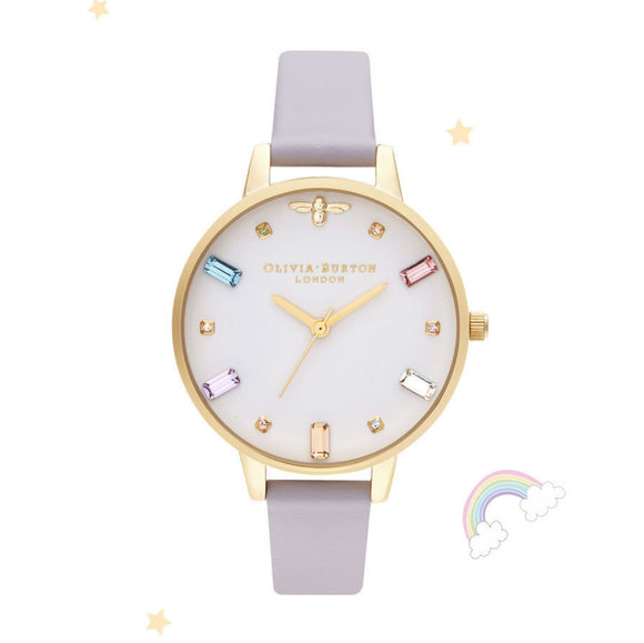 Olivia Burton Rainbow Bee Demi Dial Parma Violet and Gold Watch-Seven Season