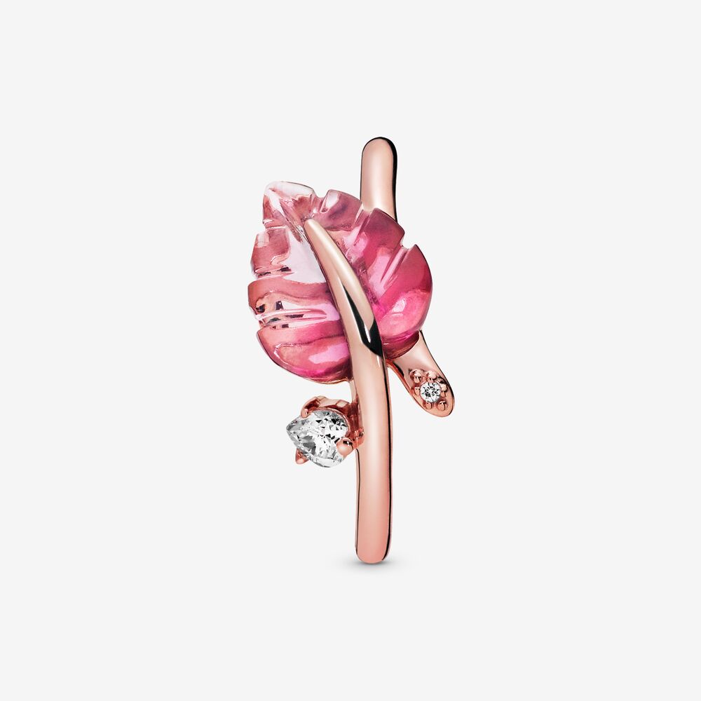 Pink Murano Glass Leaf Ring - Main Image