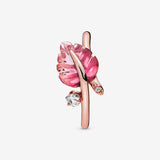 Pandora Pink Murano Glass Leaf Ring-Seven Season