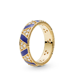 Pandora Exotic Stones & Stripes Golden Ring-Seven Season