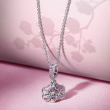 Pandora Pavé Peach Blossom Flower Pendant Necklace-Seven Season