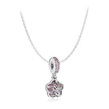 Pandora Pavé Peach Blossom Flower Pendant Necklace-Seven Season
