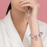 Pandora Pavé Peach Blossom Flower Pendant Necklace-Seven Season