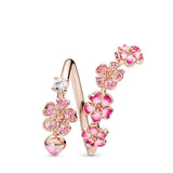 Pandora Peach Blossom Flower Branch Ring-Seven Season