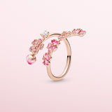 Pandora Peach Blossom Flower Branch Ring-Seven Season