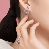 Pandora Peach Blossom Flowers Earrings-Seven Season