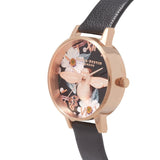 Seven Season 3D Bee Bejewelled Florals Midi Dial Black and Rose Gold Watch