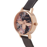 Seven Season 3D Bee Botanical Midi Dial Black and Rose Gold Watch
