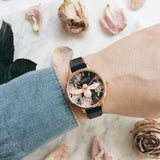 Seven Season 3D Bee Botanical Midi Dial Black and Rose Gold Watch