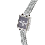 Seven Season 3D Bee Square Dial Lilac Sunray and Silver Stainless Steel Mesh Watch