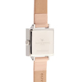 Seven Season 3D Vintage Bow Midi Square Dial Nude Peach Rose Gold and Silver Watch