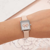 3D Vintage Bow Midi Square Dial Nude Peach Rose Gold and Silver WatchSeven Season 3D Vintage Bow Midi Square Dial Nude Peach Rose Gold and Silver Watch