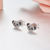Seven Season Adorable Panda Diamond Accent Stud Earrings