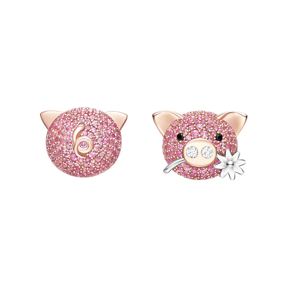 Seven Season Adorable Piggy Sweet Piggy Mismatched Stud Earrings HEFANG Jewelry