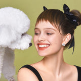 Seven Season Adorable Puppy Bichon Fries Stud Earrings HEFANG Jewelry