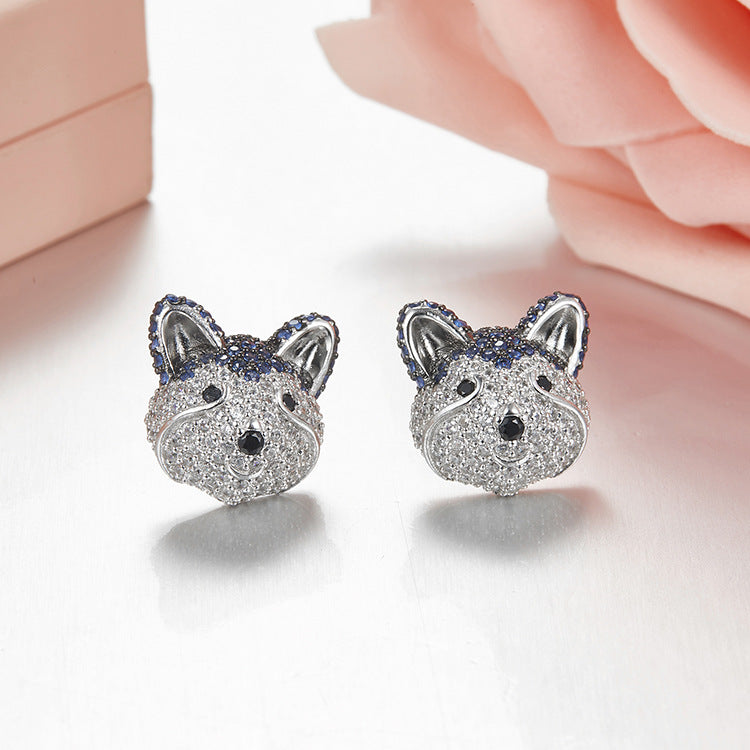 Blue Husky Stud werkzeugkoffern Earrings