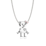 Seven Season Bella Bot with Pink Enamel Bowknot Pendent Necklace