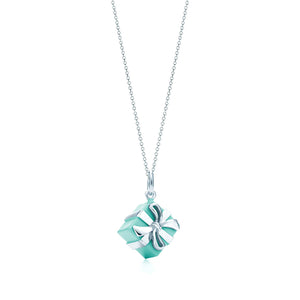 Blue Gift Box Pendant Necklace
