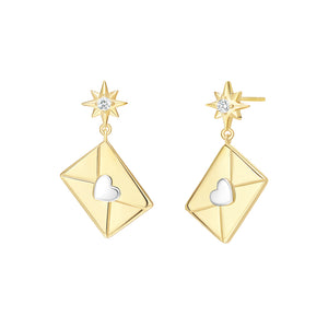 Seven Season Bright Star Envelope Silver Drop Earrings HEFANG Jewelry
