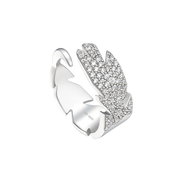 Seven Season Bright Star Quill Silver Open Ring HEFANG Jewelry