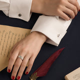 Seven Season Bright Star Quill Silver Open Ring HEFANG Jewelry