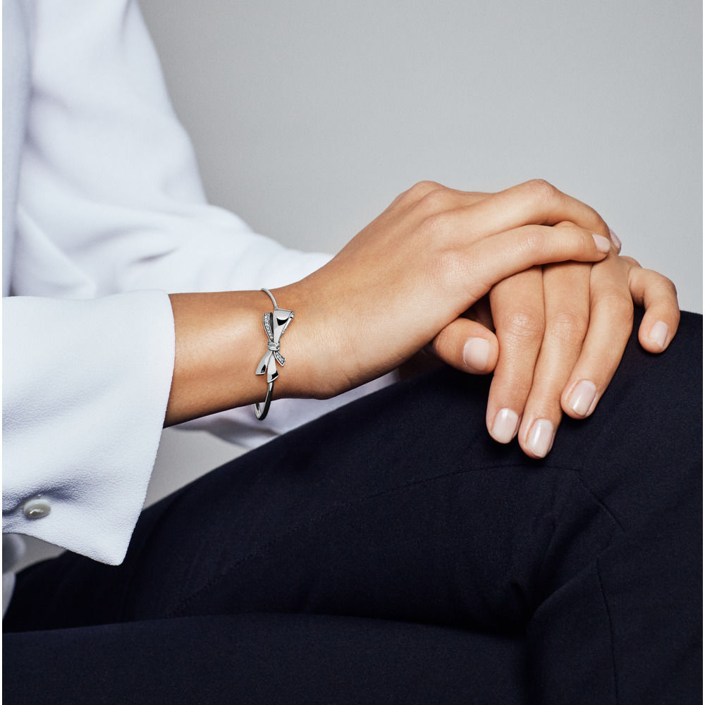 Hinged Bangle Sparkling Bow Bangle Pandora Brilliant Bow Bracelet