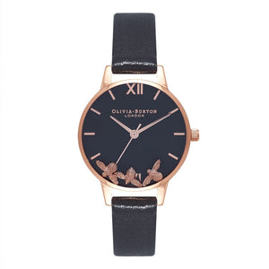 Seven Season Busy Bees Midi Black Dial Black and Rose Gold Watch