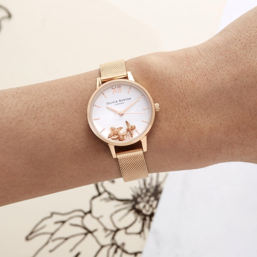 Midi dial rose gold mesh bracelet watch strap shop