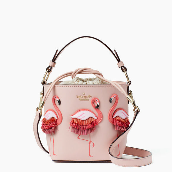 Buy the Kate Spade New York By The Pool Flamingo Camera Crossbody Bag Pink  Leather Flamingo Applique Purse