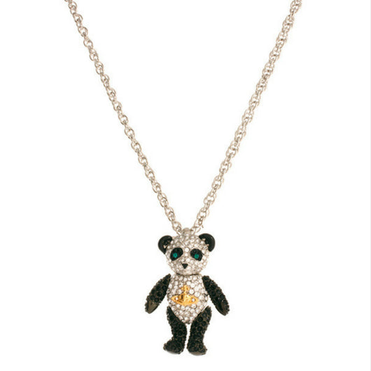 Crystal Panda Long Pendant Necklace