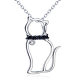 Seven Season Cutie Cat Enhanced Black Collar Cat Pendant Necklace