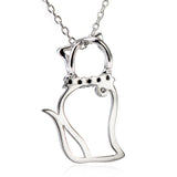 Seven Season Cutie Cat Enhanced Black Collar Cat Pendant Necklace