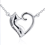 Seven Season Cutie Cat Faith Hope Love Heart Pendant Necklace
