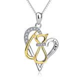 Seven Season Cutie Cat Feline Silhouette Heart Pendant Necklace