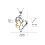 Seven Season Cutie Cat Feline Silhouette Heart Pendant Necklace