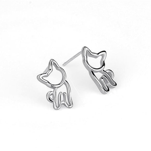 Seven Season Cutie Cat Kitty with Head Tilted Stud Earrings