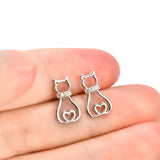 Seven Season Cutie Cat Kitty Silhouette Stud Earrings