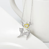 Seven Season Cutie Cat Kitty Swirl Heart Pendant Necklace