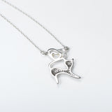 Seven Season Cutie Cat Kitty Swirl Heart Pendant Necklace