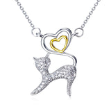 Seven Season Cutie Cat Kitty Swirl Heart Pendant Necklace